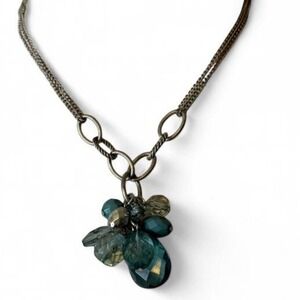 Y2K Blue Crystal Cluster Necklace